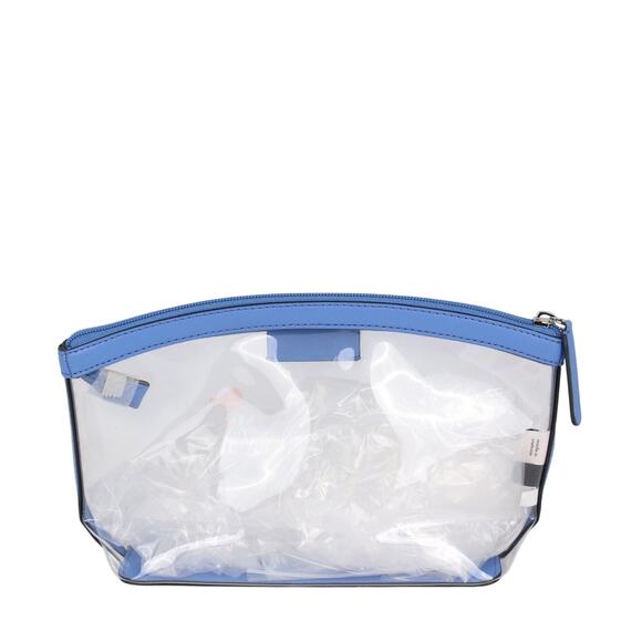 Kate Spade Sabine Medium Cosmetic Pouch in Clear PVC With Blue Trim - Picture 2 of 6